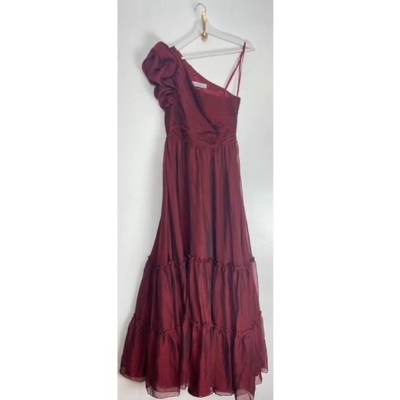 Mac Duggal Organza One-Shoulder Pleated Gown Size 8 - Picture 3 of 13